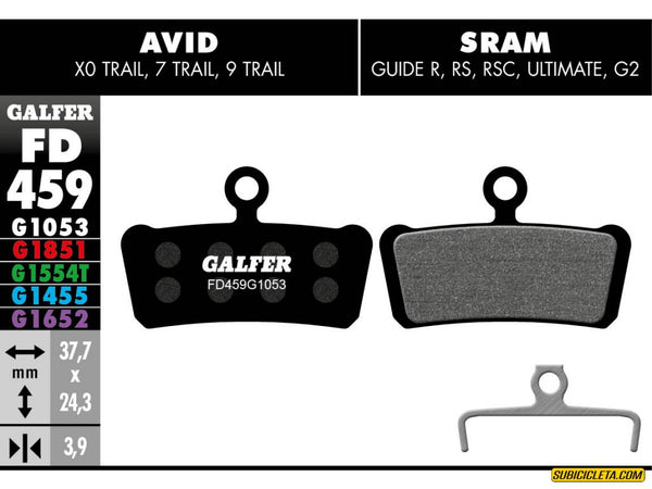 Subicicleta Pastillas de Freno SRAM AVID X0 TRAIL - ELIXIR 7 & 9 TRAIL / GUIDE R, RS STANDARD FD459G1053 GALFER