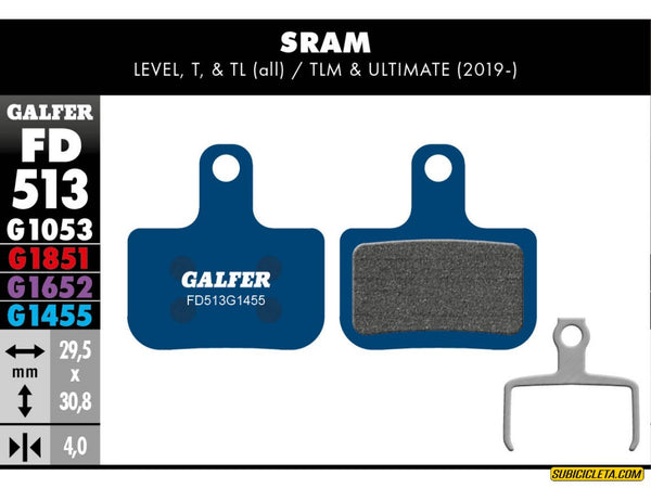 Subicicleta Pastillas de Freno SRAM LEVEL, T, TL ROAD FD513G1455 GALFER