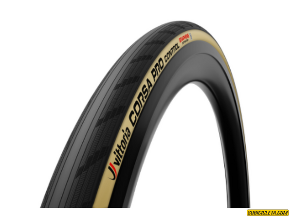 Subicicleta Ruta Corsa Pro Control TLR Beige Blk Blk G2.0 700x28C VITTORIA