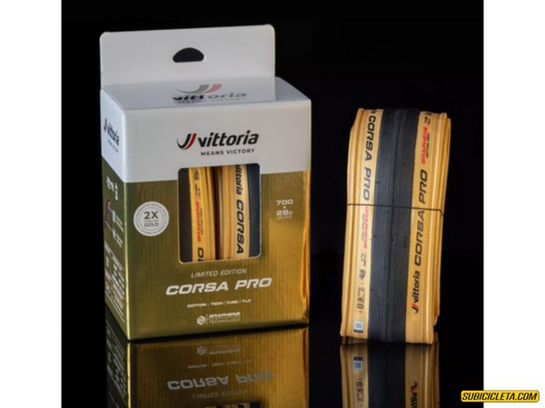 Subicicleta Ruta Corsa Pro TLR Gold Limited Edition G2.0 700x28C DOUBLE PACK VITTORIA