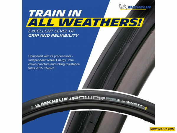 Subicicleta Ruta POWER ALL SEASON BLACK 700X25c FOLD COMPETITION MICHELIN